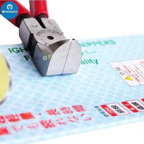 PhoneFix 90-degree diagonal pliers for iPhone rear camera removal, universal hand tool for precise cutting and camera module removal.