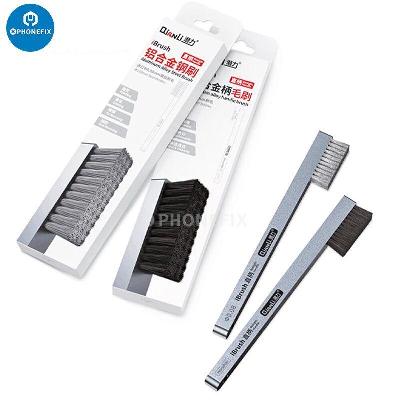 Qianli iBrush Premier Steel Brush for solder residue and glue removal, a universal hand tool for precise electronic cleaning.