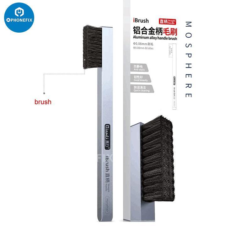 Qianli iBrush Premier Steel Brush for solder residue and glue removal, universal hand tool for electronics repair.