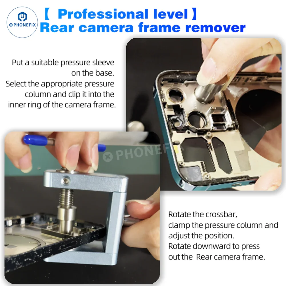 PHONEFIX JTX CK9 iX73 rear camera frame remover tool for iPhone X to Pro Max, universal hand tool for device repair.
