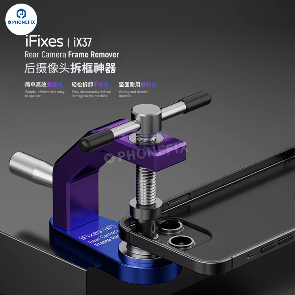 PhoneFix JTX CK9 iX73 rear camera frame remover tool for iPhone X to Pro Max, universal hand tool for phone repair.