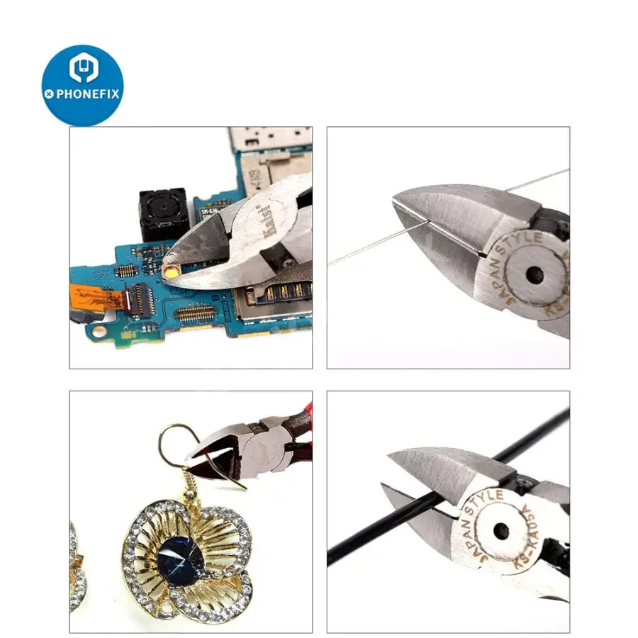 PHONEFIX precision diagonal cutters for phone repair, top cutter pliers for cutting wires and small components in electronic repairs.