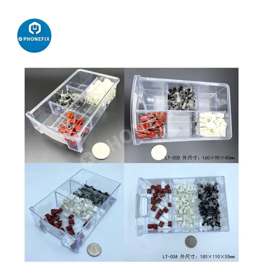 Small Motherboard IC storage box by PHONEFIX, universal accessories organizer container for electronic components and small parts.