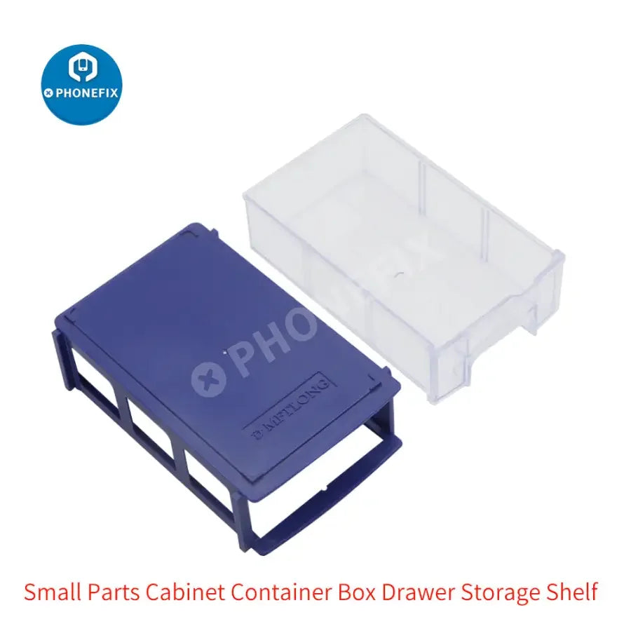 Small PHONEFIX motherboard IC storage box for organizing electronic components and small accessories.
