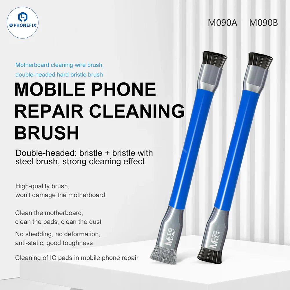 PHONEFIX MaAnt M090A M090B double-head brush for mobile PCB cleaning, versatile hand tool for IC and circuit board maintenance.