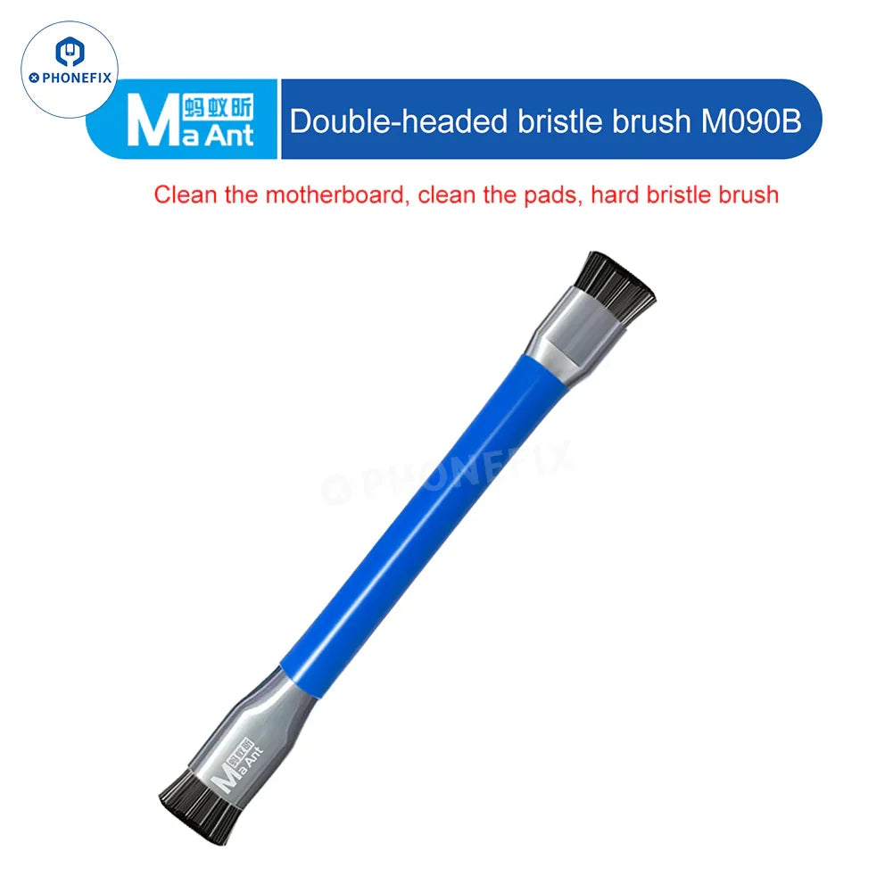 PhoneFix MaAnt M090A M090B double-head brush, a universal mobile PCB IC cleaning tool with dual cleaning heads.