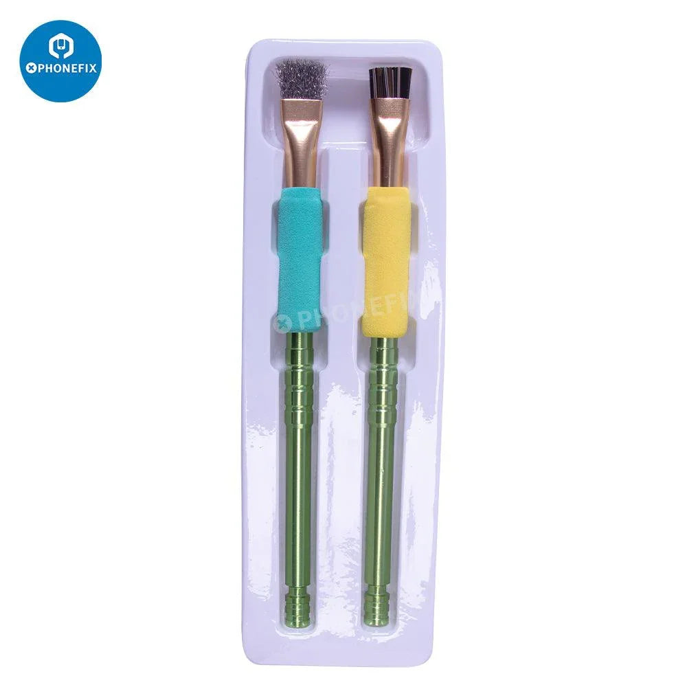 Deux brosses latérales en acier PHONEFIX MiJing IC Pad Cleaning pour le nettoyage des appareils électroniques, outils à main compacts et durables.