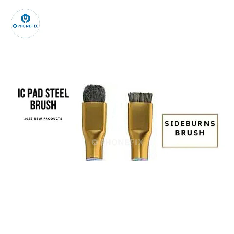 Paire de brosses latérales en acier pour le nettoyage des pads de circuits intégrés MiJing de PHONEFIX, outils manuels universels et durables pour l'entretien des appareils électroniques.