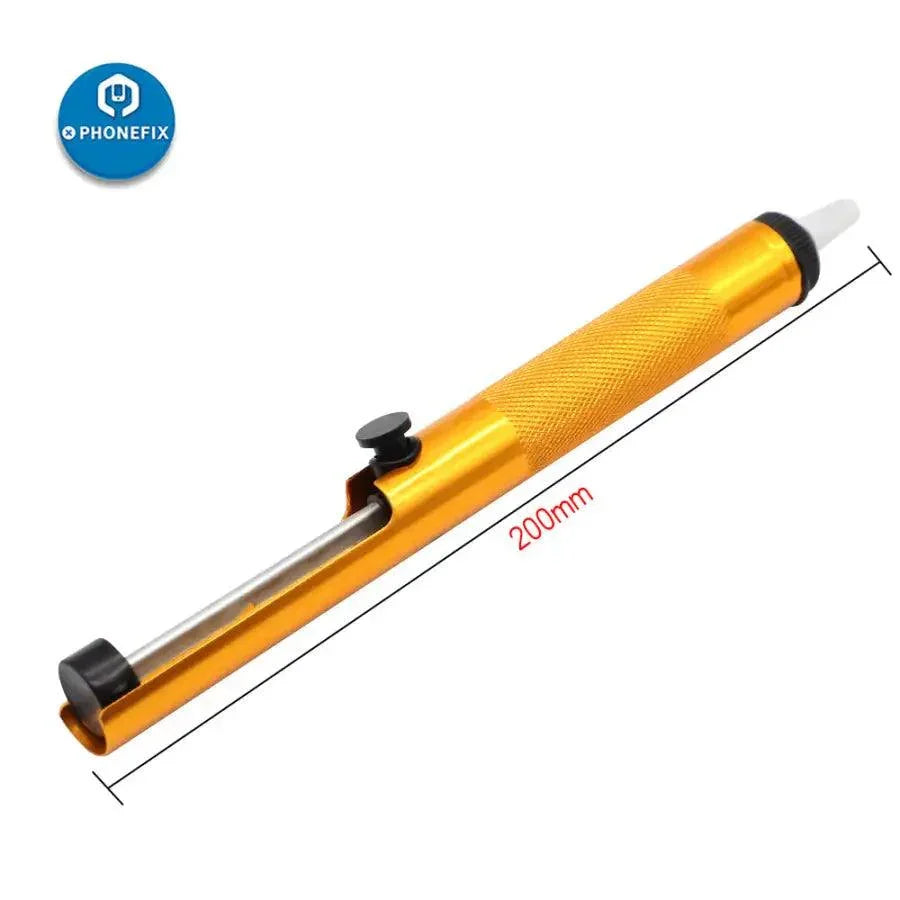 PhoneFIX metal desoldering pump, a hand tool with a suction tip for removing solder from electronic circuit boards.