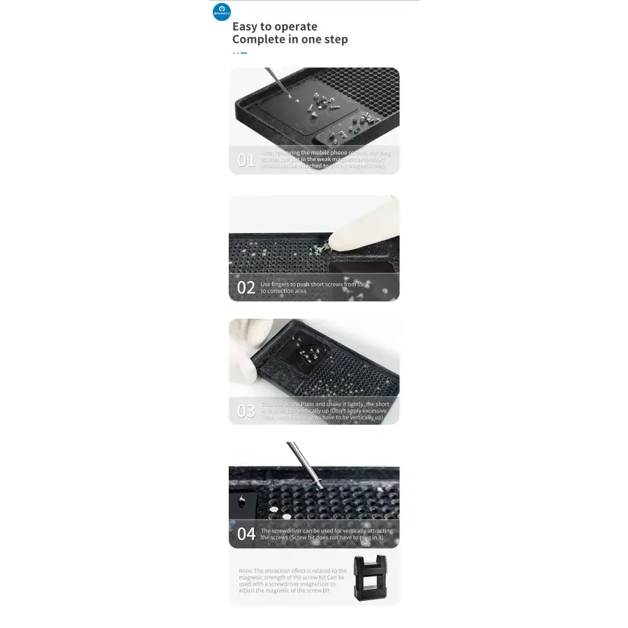 PhoneFix magnetic phone screws storage tray for phone repair, universal hand tool for organizing small screws and components.