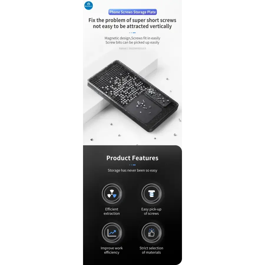 PHONEFIX magnetic phone screws storage plate tray for phone repair, universal hand tool for organizing small screws during repairs.