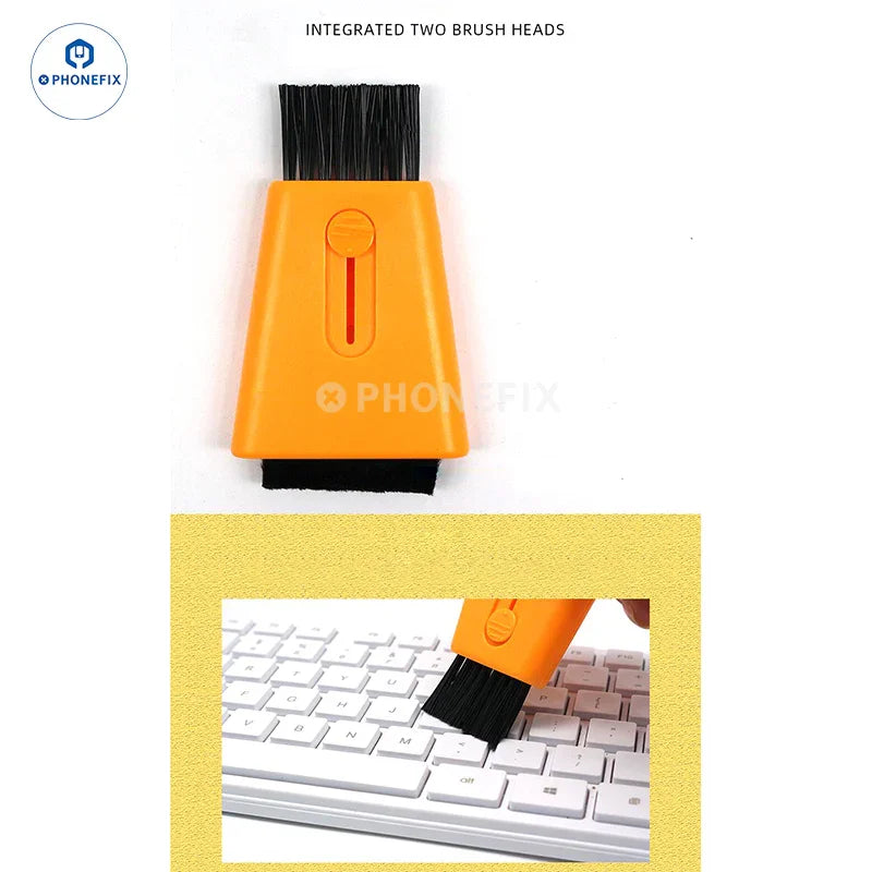 PhoneFIX double-ended retractable cleaning brush with keyboard and phone dust cleaning tools, universal hand tool for electronics.