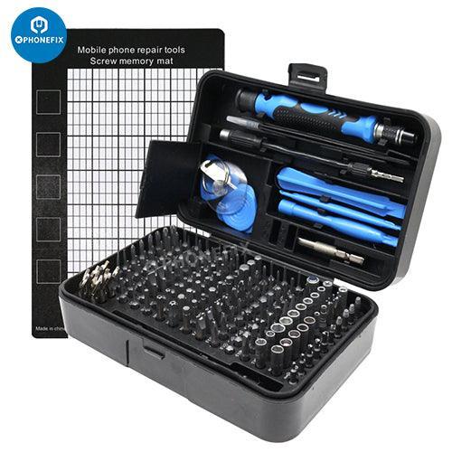 PhoneFIX 170-in-1 screwdriver set with various tools for phone screen opening and repair, universal hand tools for electronics.