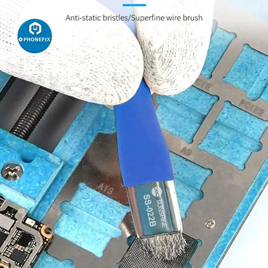 PhoneFix Sunshine SS-022B anti-static cleaning brush for phone PCB repair, universal hand tool for electronics cleaning.