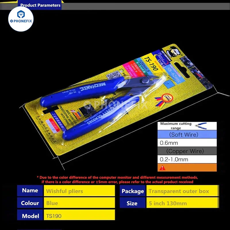 Alicates diagonales multifunción Phonefix de 5 pulgadas, herramienta manual universal con mangos ergonómicos y filos de corte para un uso versátil.