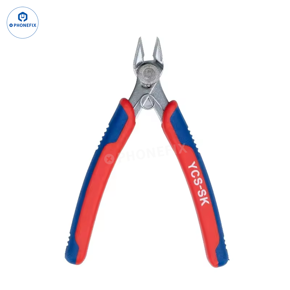 YCS High Hardness Diagonal Jaw Pliers by PHONEFIX for cutting motherboard shields in electronic repair.