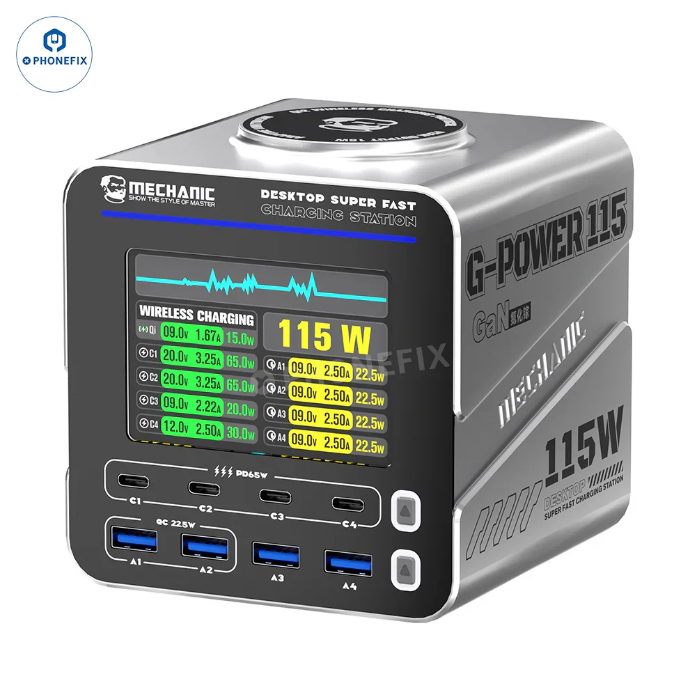 PhoneFix G-Power 160W USB desktop charging station with multiple ports for fast device charging.