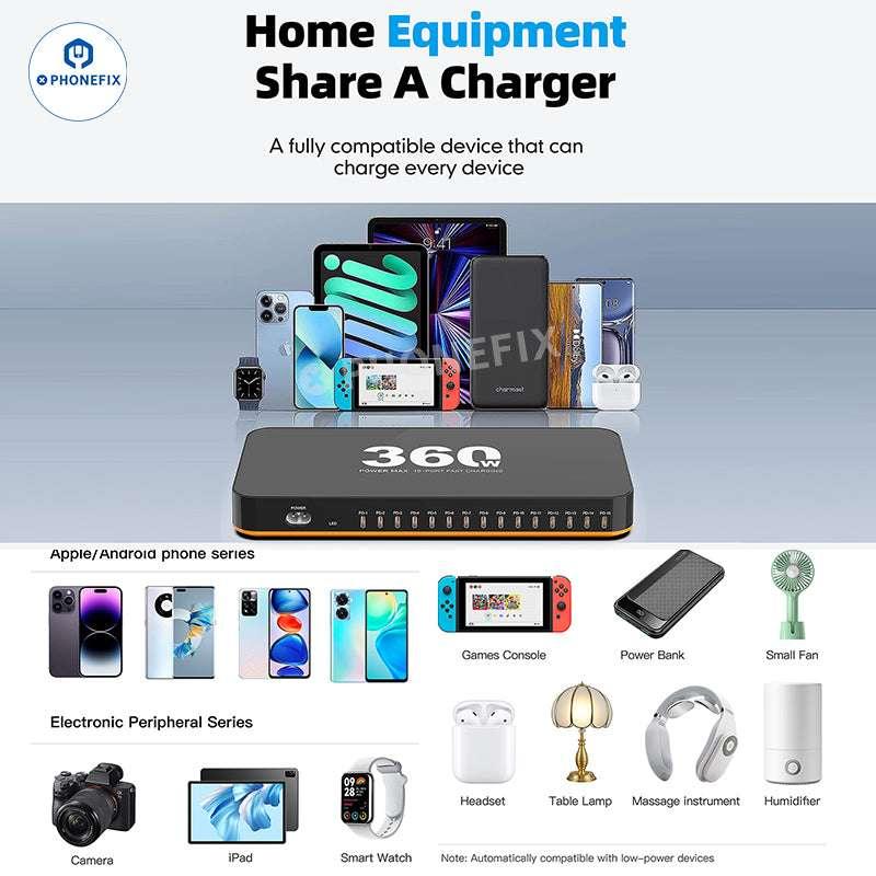 WLX-815C 360W 15 USB-C Ports PD Fast Charging Station