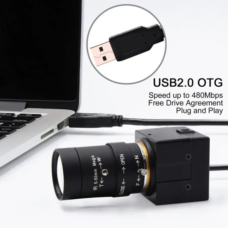 PHONEFIX 2MP 1080P Sony USB HDMI Webcam with varifocal lens, high-speed video, and versatile design for clear video calls.