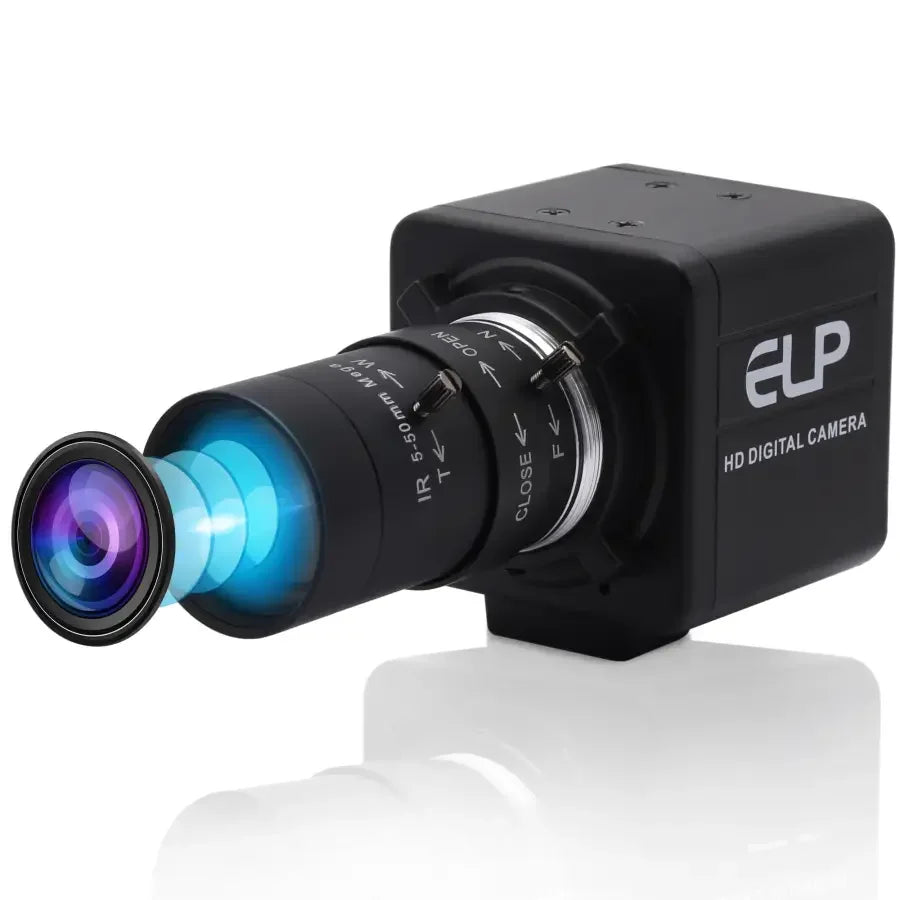 PhoneFIX 4K high-speed USB webcam with varifocal lens, HD resolution, suitable for video calls and streaming.