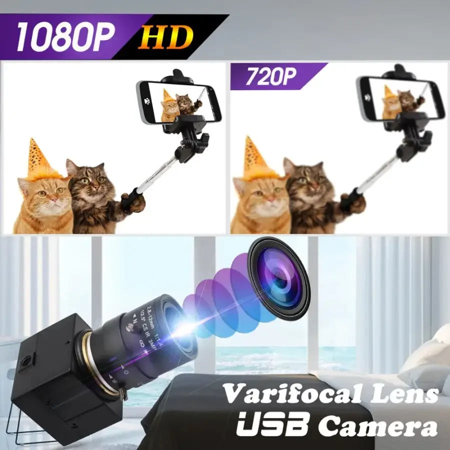 PHONEFIX 120fps industrial USB webcam with full HD resolution and varifocal lens, ideal for industrial or high-speed video recording.