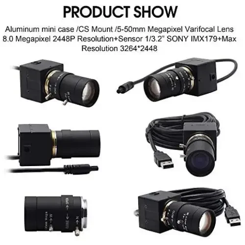 PHONEFIX 4K 8MP HD varifocal USB webcam with optical zoom, ideal for high-resolution video calls and streaming.