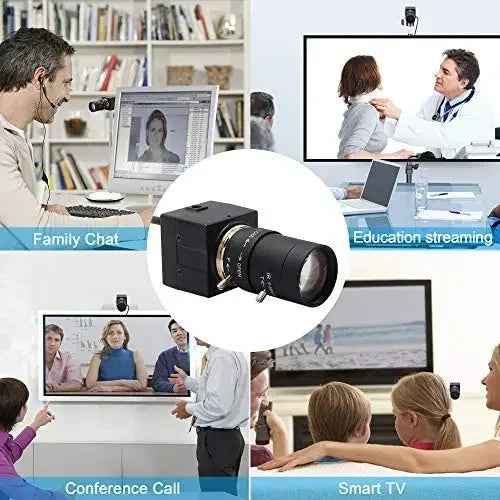 PHONEFIX 4K 8MP HD varifocal USB webcam with optical zoom, ideal for high-definition video and streaming.