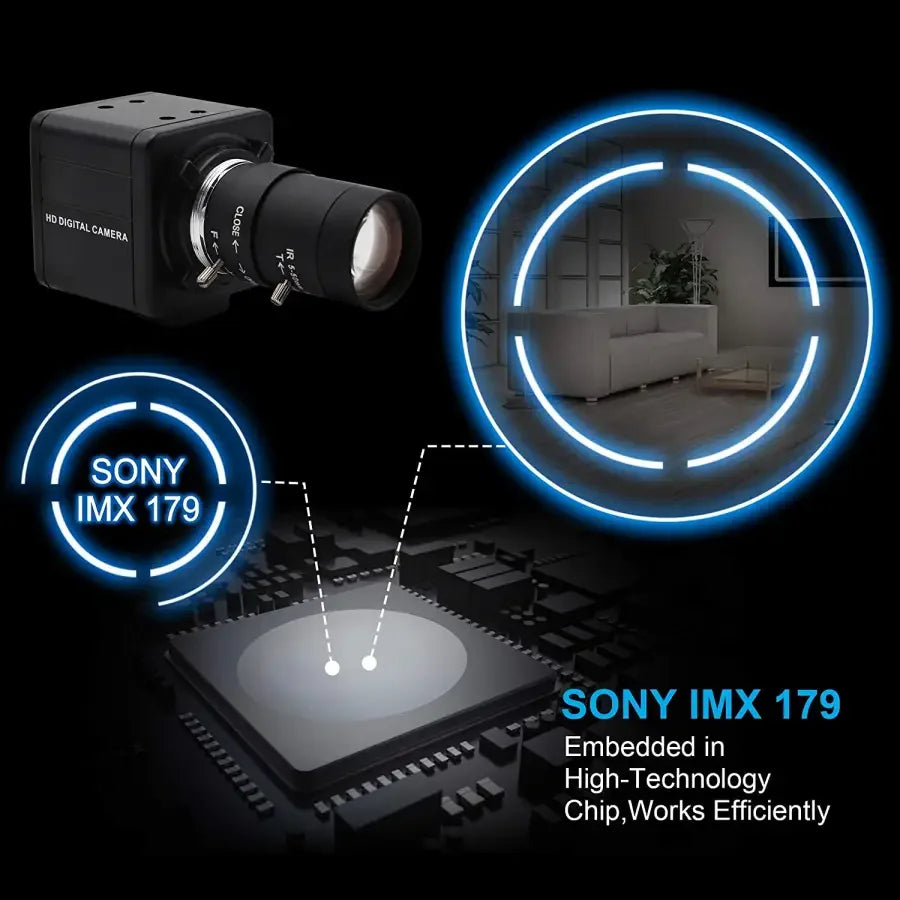 PHONEFIX 4K 8MP HD varifocal USB webcam with optical zoom, ideal for high-resolution video and video conferencing.