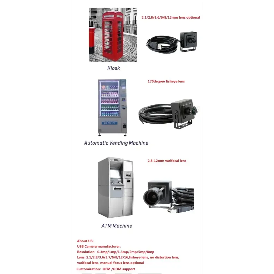 High-resolution 8MP USB CCTV webcam by PHONEFIX, industrial-grade USB video camera with HDMI output for surveillance and video recording.