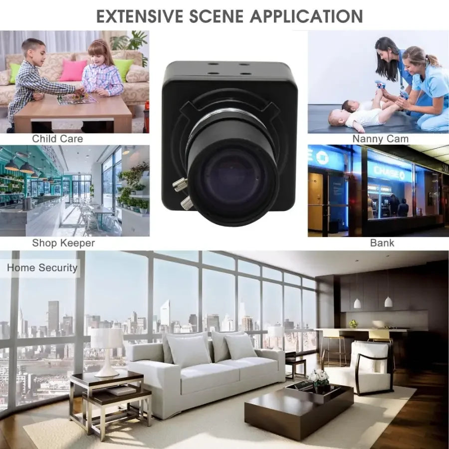 PHONEFIX high-speed USB HDMI webcam with CMOS 1080P HD camera and varifocal lens, ideal for video calls and streaming.