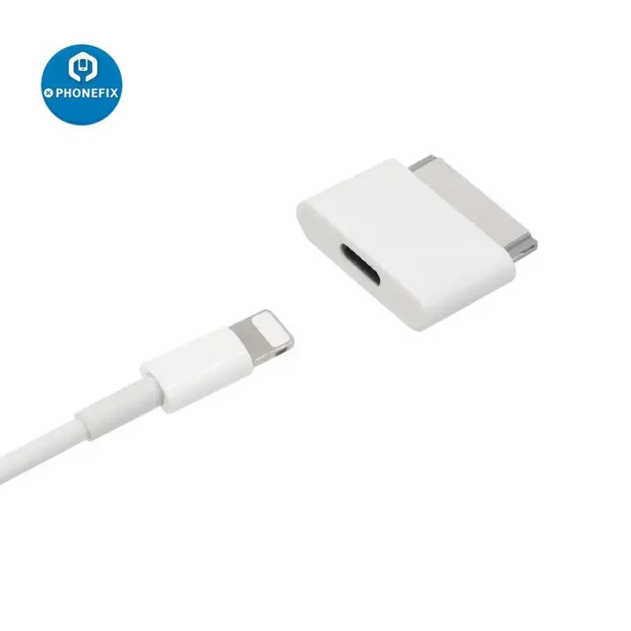 PHONEFIX Lightning 8 Pin Female to 30 Pin Male Adapter for iPhone 4 and iPad 2/3 with USB port tester in view