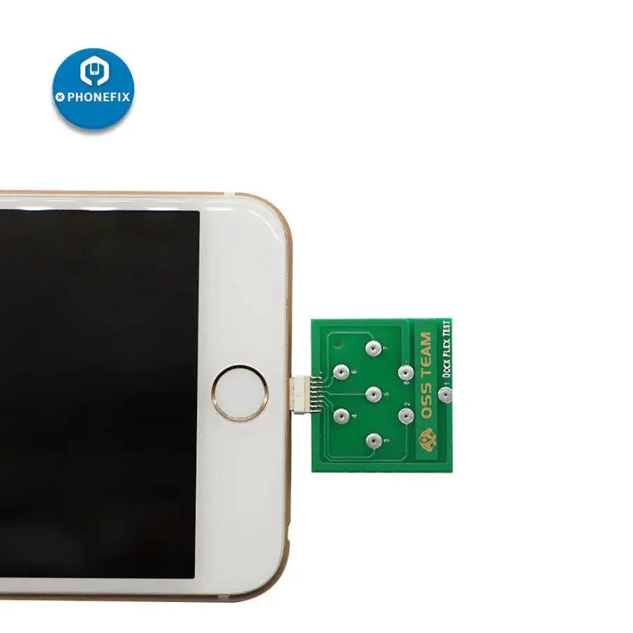 Micro USB Dock Flex Test Board by PHONEFIX for phone U2 charging port testing, showing the flexible micro USB connector and testing contacts.