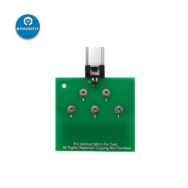 Micro USB dock flex test board for phone U2 charging port testing, used with PHONEFIX USB port tester.
