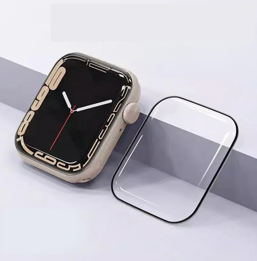 Two PHONEFIX anti-scratch PMMA screen protectors for Apple Watch Series 38-49MM, designed to shield the watch display.