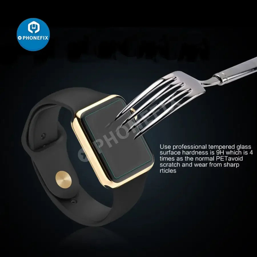 PHONEFIX 9H tempered glass screen protector for Apple Watch 42mm, 0.2mm thickness, provides durable protection for the smartwatch screen.