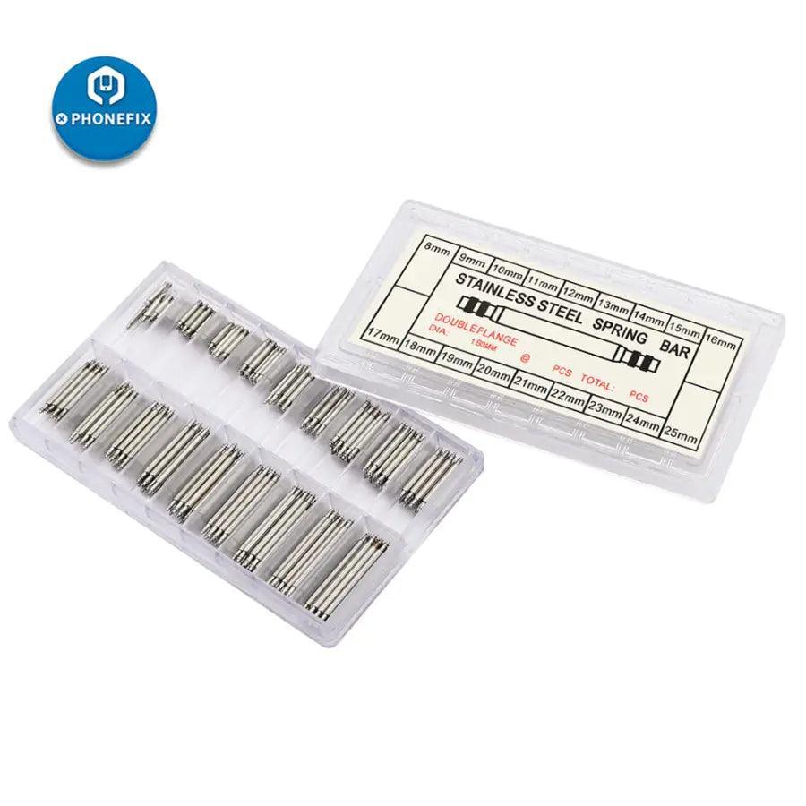 Juego de herramientas PHONEFIX para la reparación de relojes, que incluye pasadores de resorte de 8 a 25 mm, pasadores para eslabones de correas de reloj y una herramienta para quitar e instalar correas de reloj.