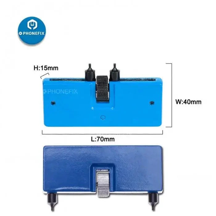 Adjustable watch back case opener and watchmaker screw wrench tool from PHONEFIX, used for repairing and opening watch cases.