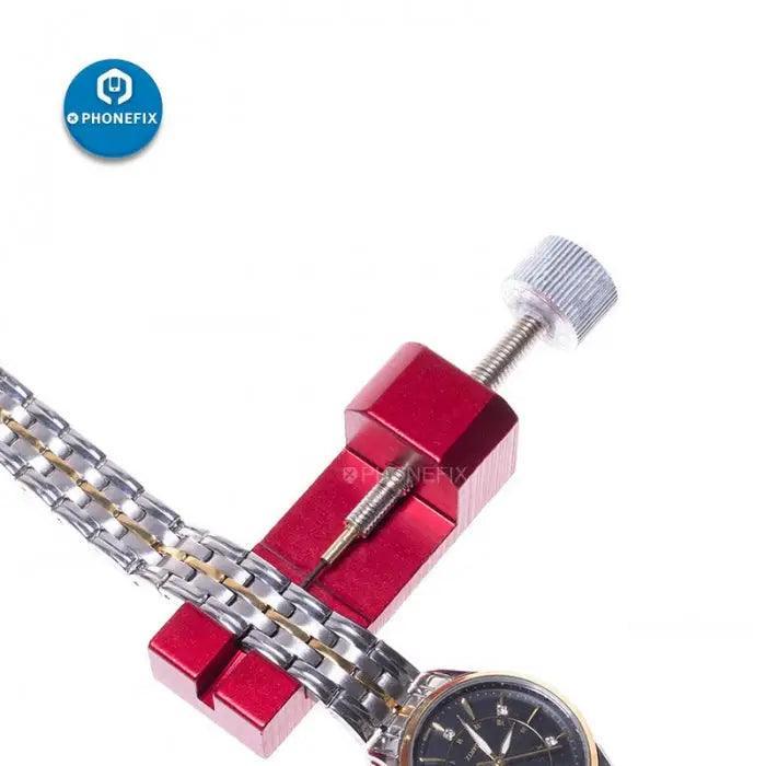 PHONEFIX watch band link pin bracelet strap adjusting repair tool with 3 pins for watch repair and bracelet resizing.