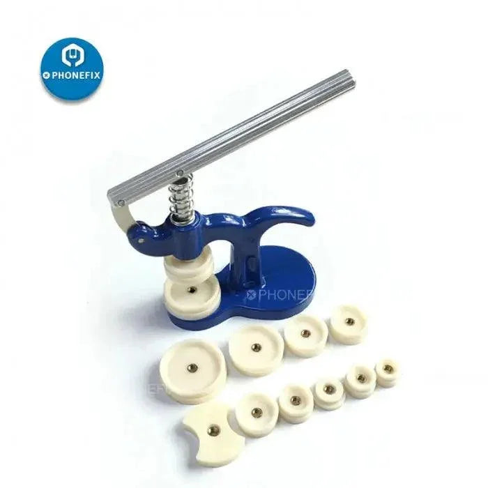 PHONEFIX watch back closer and watchmaker press set for repairing plastic case and crystal glass on watches.