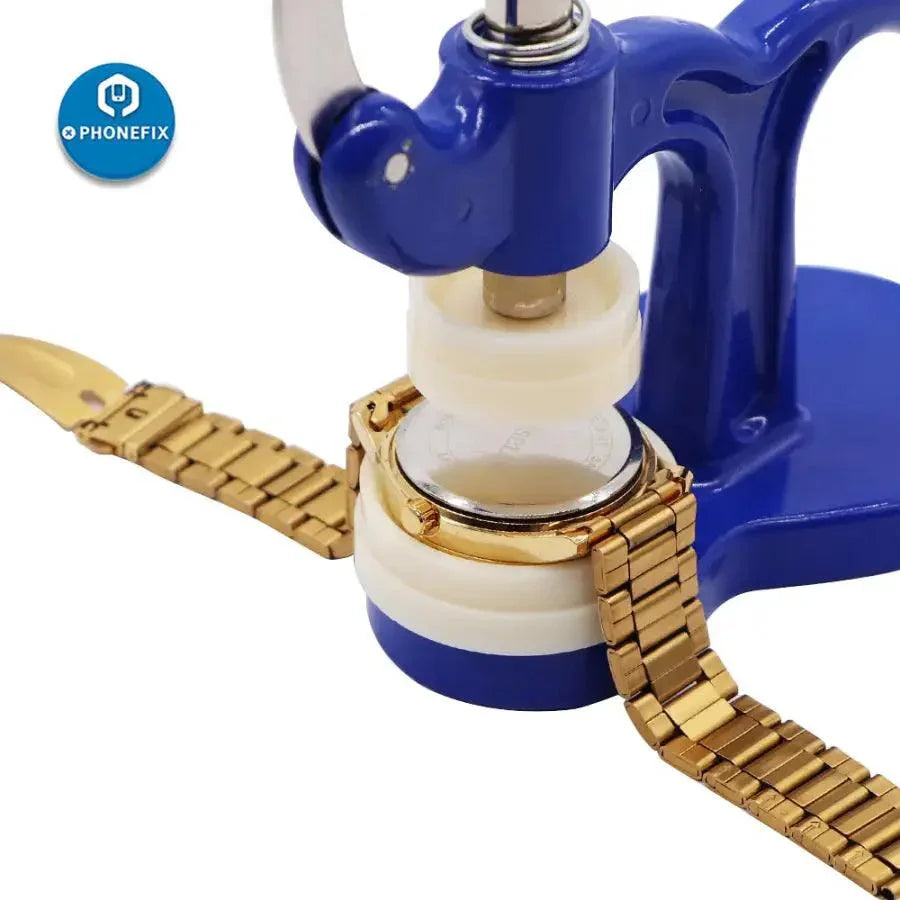 Juego de prensas PHONEFIX para relojeros, ideal para reparar tapas traseras, cajas de plástico y cristales de relojes; herramientas esenciales para la reparación de relojes.