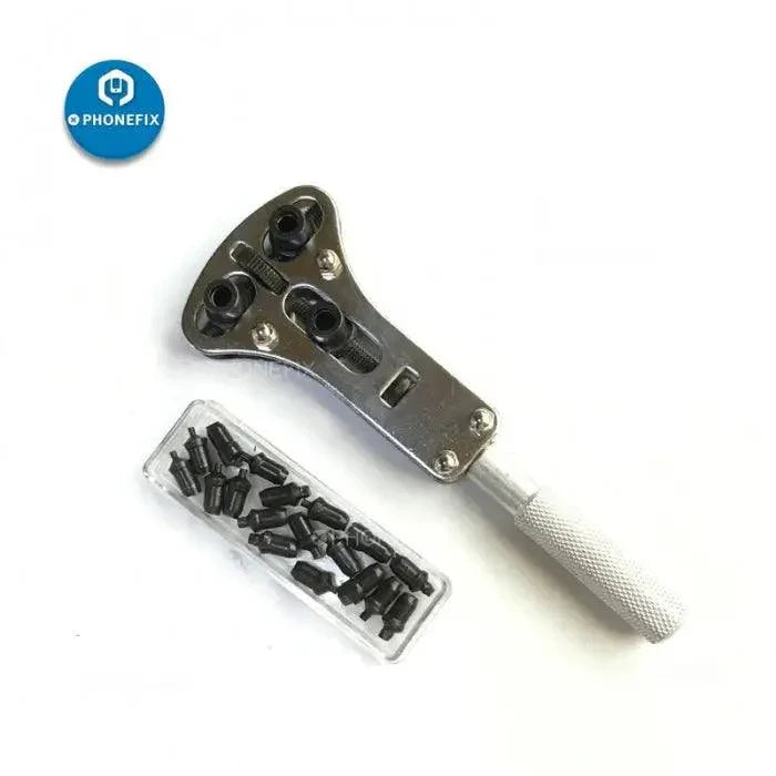 Set of 150 PHONEFIX watch repair tools including dust remover and cover opening tools, ideal for watch maintenance and cleaning.