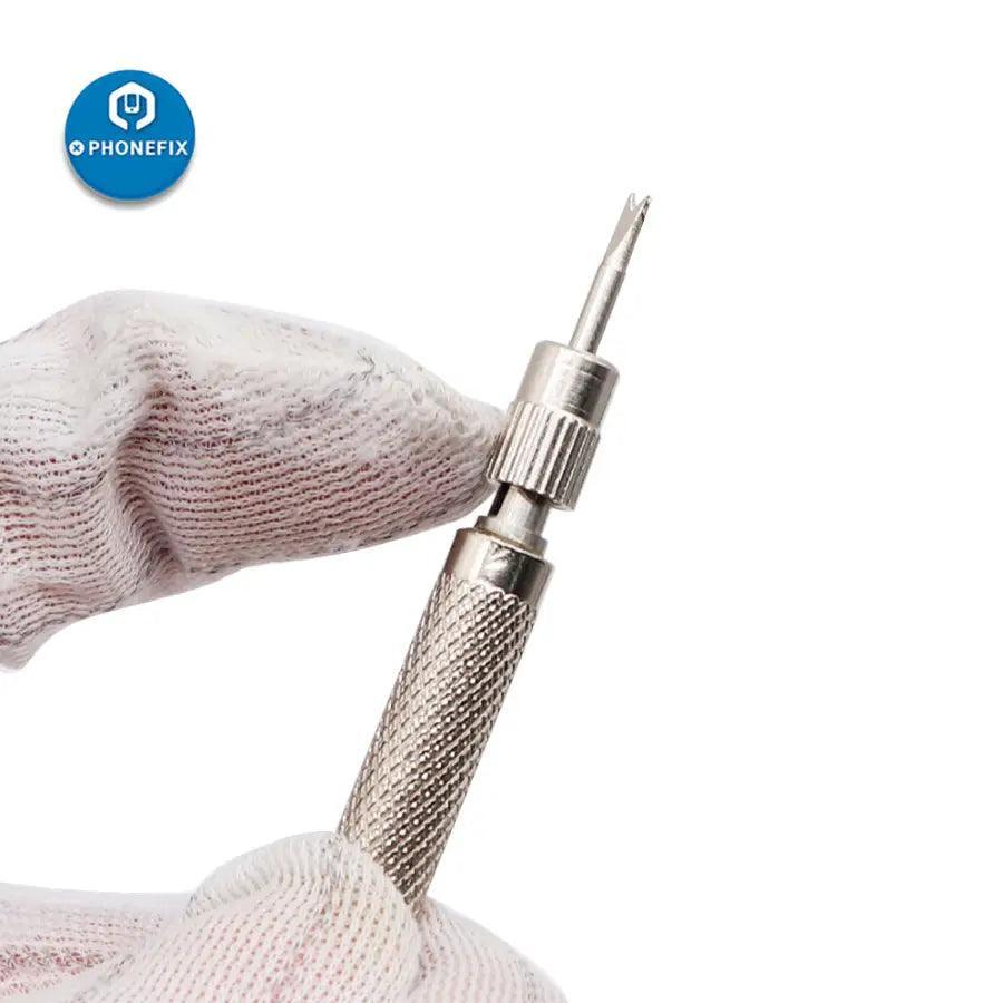 PHONEFIX watch repair tool set with spring bar pins for watch straps, including spring needle bars and removal tools.
