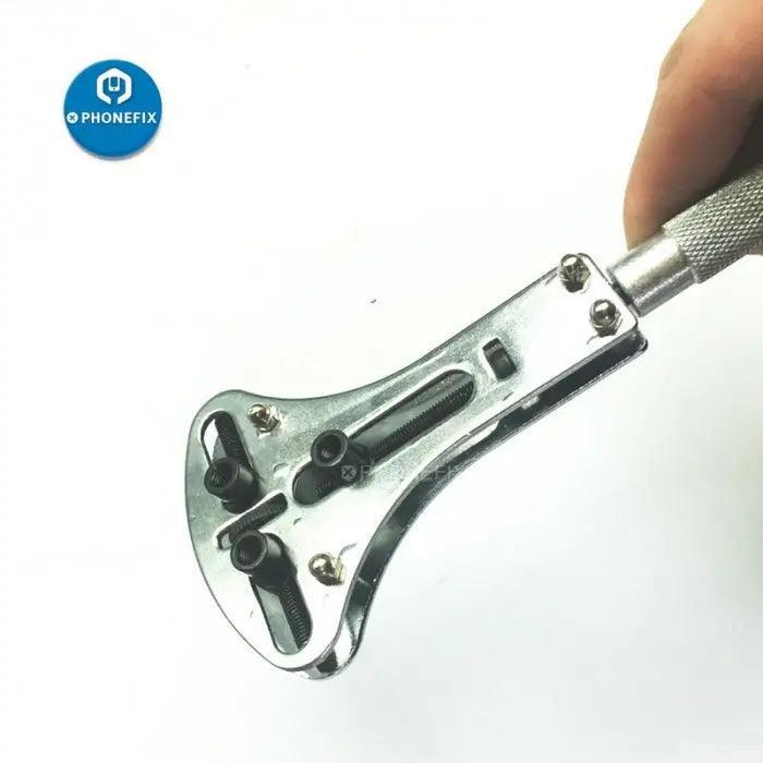 PHONEFIX watch repair wrench 55mm back case opener with 18 screws, used for opening watch backs and repairing watches.