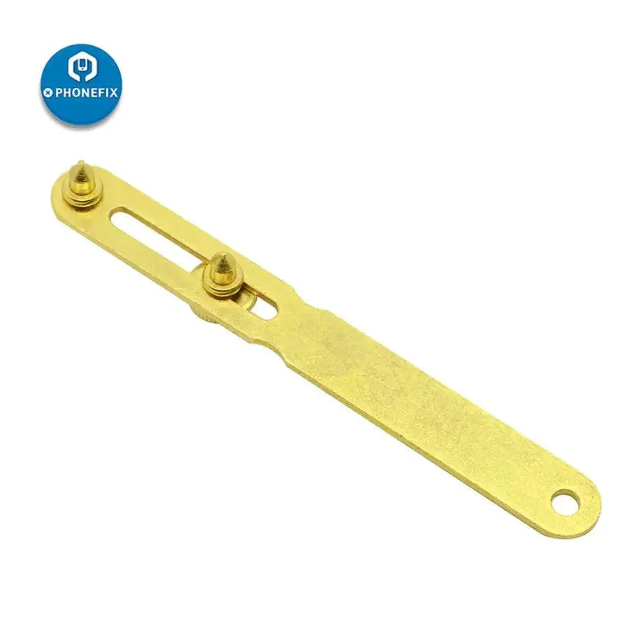 Gold two-claw screw watch back case opener tool by PHONEFIX for watchmaker repair and watch case opening.