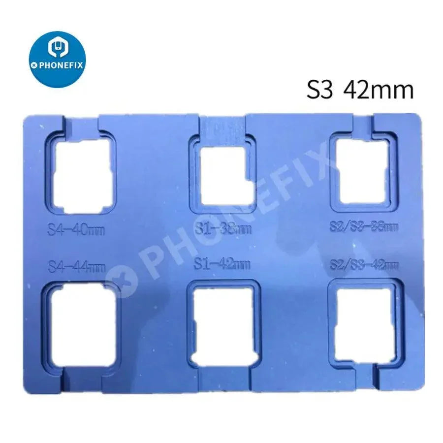 PhoneFix precise position mold for Apple Watch 38mm to 44mm, S1 to S4, watch repair tool with bakelite material.
