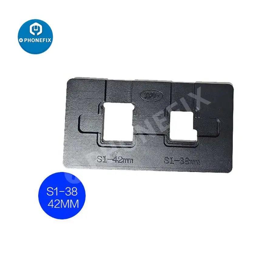 PhoneFix precise position mold for Apple Watch 38/40/42/44mm, S1 to S4, used for watch repair tools, made of bakelite material.