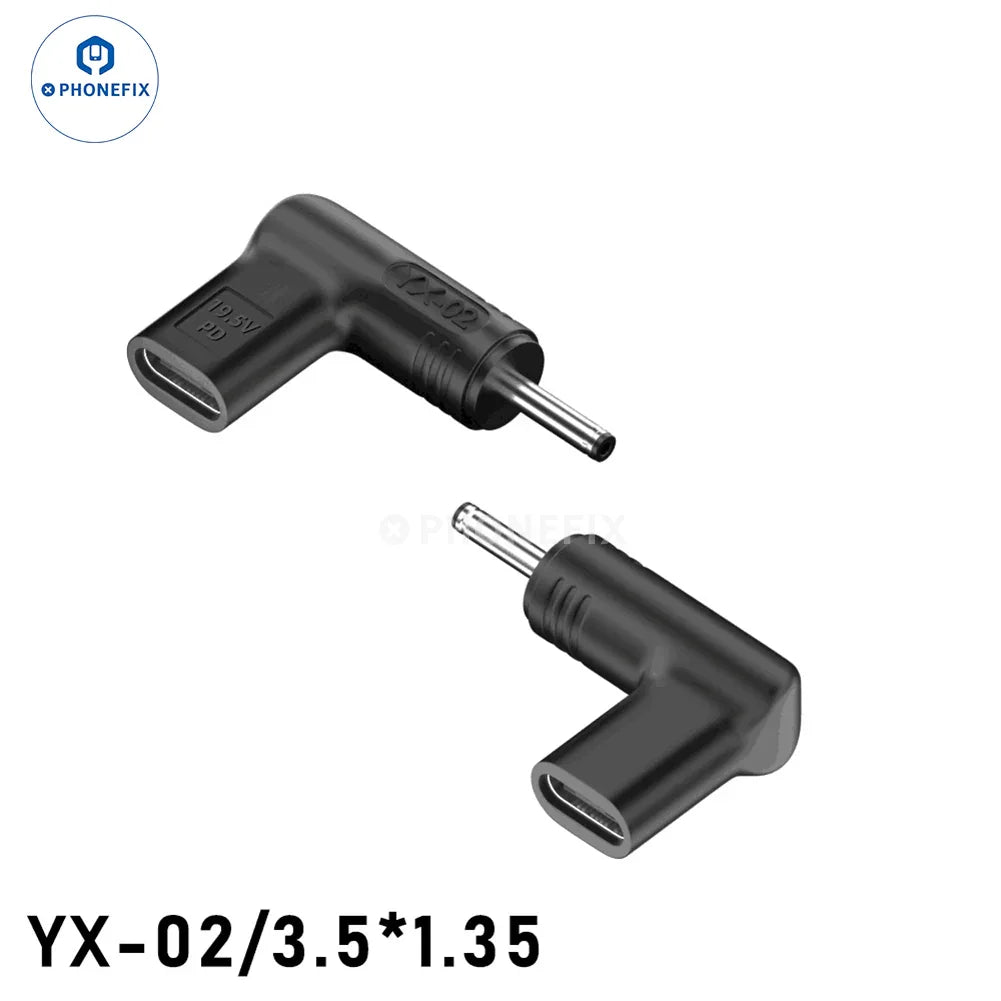 PHONEFIX 100W USB Type-C to DC male converter for PD laptops, fast charging port with compact design and secure connection.