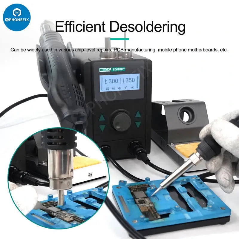 QUICK 8586D+ 2 in 1 Hot Air Gun Lead-free Soldering Station