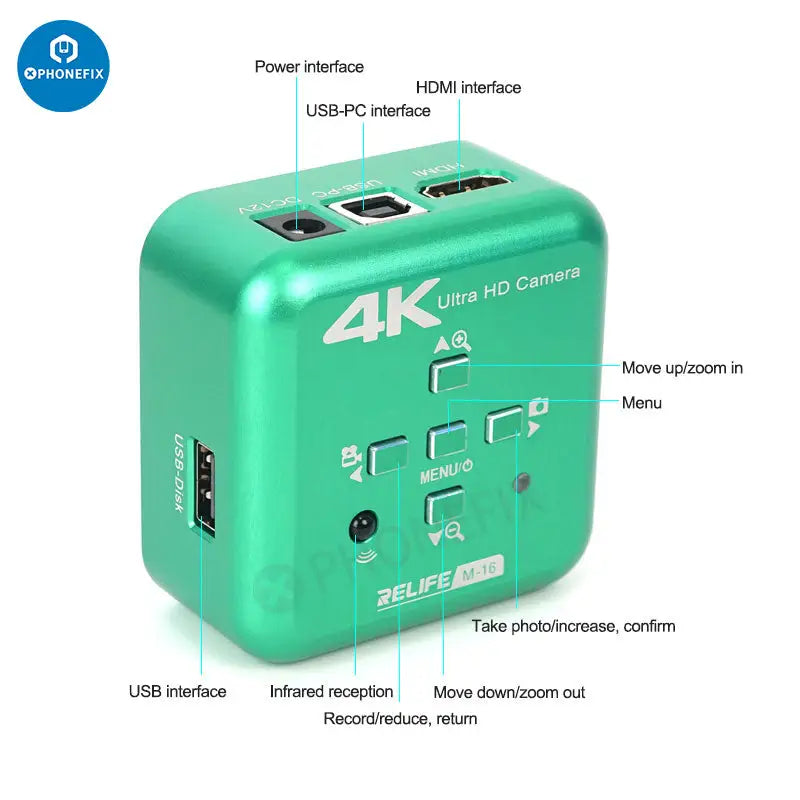 Relife M-16 4K 30fps HDMI Electronic Industrial Microscope