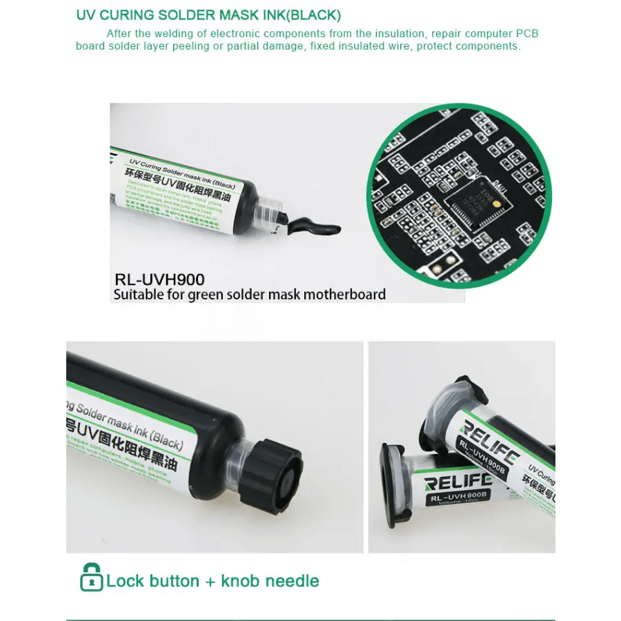 Tinta para máscara de soldadura de curado UV para placas de circuito Relife RL-UVH900 - CHINA PHONEFIX